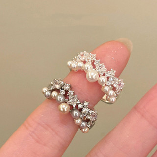 Nhẫn Siêu Sáng Bóng Ngọc Trai Đầy Sao Zircon Nhẫn Nữ Có Thể Điều Chỉnh Mở Nhẫn Phong Cách Hàn Quốc Sang Trọng Niche Thiết Kế Nhẫn Thời Trang