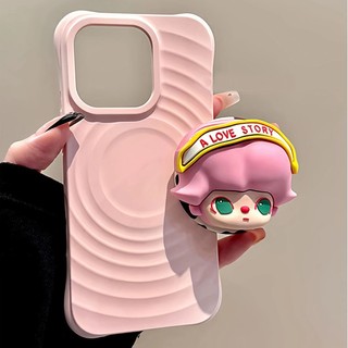 Ốp điện thoại dạng bột từ tính sóng màu trơn cho iPhone17 16 15 14 13 12 11 Pro Max bảo vệ camera chống sốc chống rơi mặt sau mềm