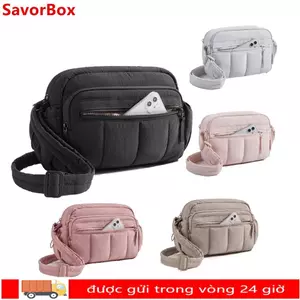 Túi đeo chéo SAVORBOX, Túi đeo vai phồng chống thấm nước, Túi Tote công suất lớn màu trơn có thể điều chỉnh thời trang ngoài trời