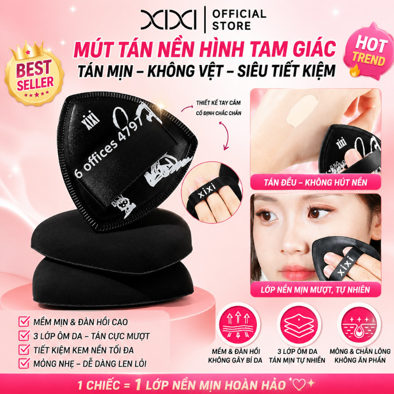 Xixi Bông phấn dứa đen, siêu mềm, công dụng kép, nhỏ gọn, không thấm phấn, cho sinh viên.GJ66