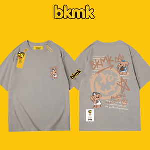 Bkmk Nam Rời Và Đẹp Trai Graffiti Sang Trọng Họa Tiết Chó In Áo Thun Thời Trang Hàn Quốc Unisex Rời Cổ Tròn Tay Ngắn