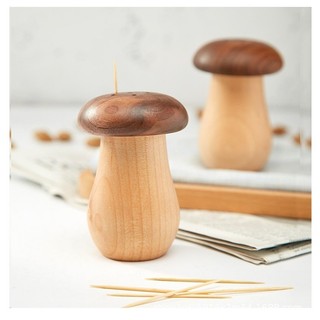 Hộp đựng tăm gỗ óc chó và sồi hình nấm mộc mạc tự nhiên Chất liệu gỗ،Chống bụi