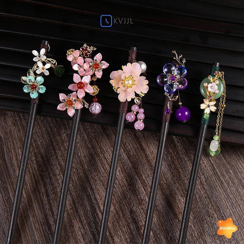 [KvJJL-t] Kẹp tóc bằng gỗ cổ điển Sti Phong cách Trung Quốc Kẹp tóc hoa cuộn dây với sel Phụ kiện tóc nữ thanh lịch cổ điển mới