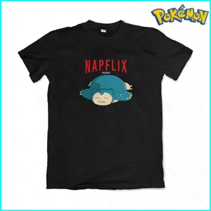 SY3 Anime Áo Thun Snorlax Naplix Game Pokemon Unisex Áo Tay Ngắn Dáng Rộng Áo Sơ Mi Plus Kích Thước YS3