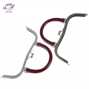 HFTOY 27cm Gỗ Khung Kim Loại Kiss Khóa Cho Tay Cầm Túi Ví Phụ Kiện DIY Handmade ~