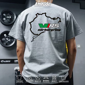 Nam 200GSM Attitude Volkswagen RS sửa đổi dòng xe in chữ hạng nặng 100% Cotton cao cấp Áo thun ngắn tay để mặc hàng ngày