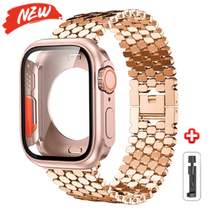 Thay đổi sang vỏ PC Ultra 360 + dây đeo bằng thép không gỉ tương thích cho Apple Watch Series11 / 10 46mm 42mm 9 8 7 SE 6 5 45mm 44mm 40 41