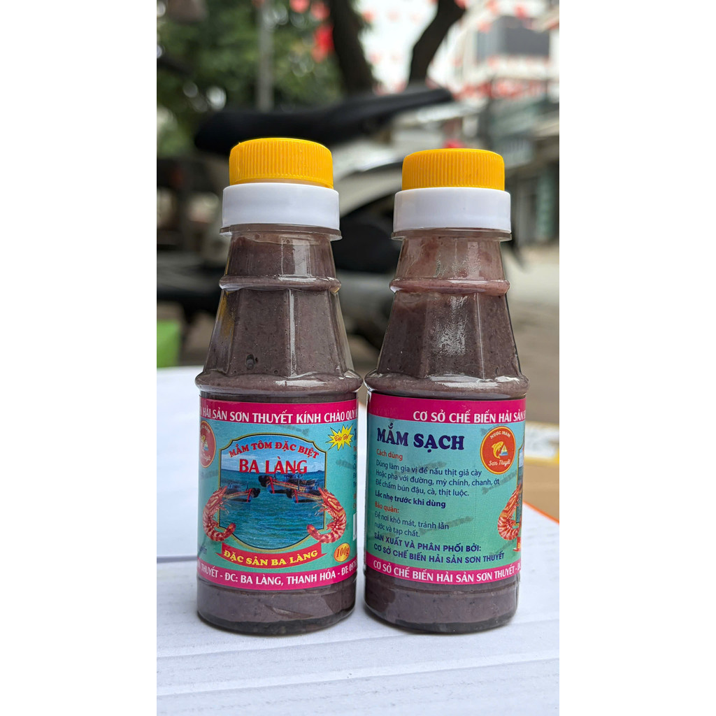 Combo Mắm tôm đặc biệt Sơn Thuyết - Ba Làng chai 500g - 100g - Đặc sản Ba Làng