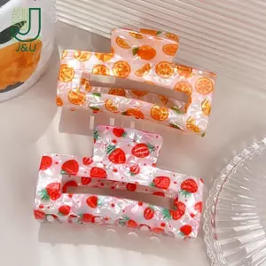Kẹp vuốt tóc hình trái cây đơn giản mùa hè dành cho nữ Kẹp tóc vuông đầy màu sắc Thời trang Phụ kiện tóc ngày lễ tình nhân