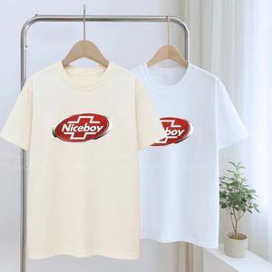 （Giao hàng 24h）Angela Áo Thun In Chữ NICE BOY Hài Hước Nam Nữ Unisex Cổ Tròn In Slogan Hot Trend Local Brand