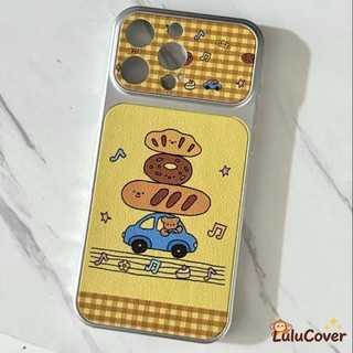 Ốp Da Gấu Bánh Mì Kẻ Sọc Màu Vàng Nâu Cho OnePlus 15 13 13R 12 12R 11 11R ACE 6 5 Racing Ultra 3 3V 2 2V 5G 4G Whimsical Sang Trọng Hoạt Hình Dễ Thương Mềm Thẩm Mỹ