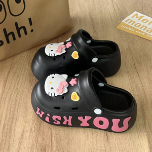 7CM Nền Tảng Hoạt Hình Cho Nữ Mùa Hè Ngọt Ngào Phong Cách Đi Học Dép Đóng Mũi Cho Nhỏ