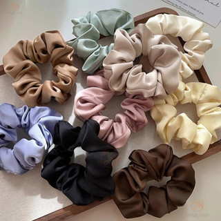 Dây buộc tóc satin scrunchy phong cách Hàn Quốc, đơn giản bóng, độ đàn hồi tốt và bền