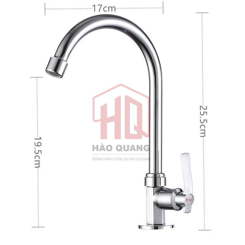 3 Vòi Rửa Chén Gắn Chậu Mạ Kẽm – Vòi Rửa Chén Cổ Cao 360° – Bền, Không Oxy Hóa – Tháo Lắp Dễ Dàng