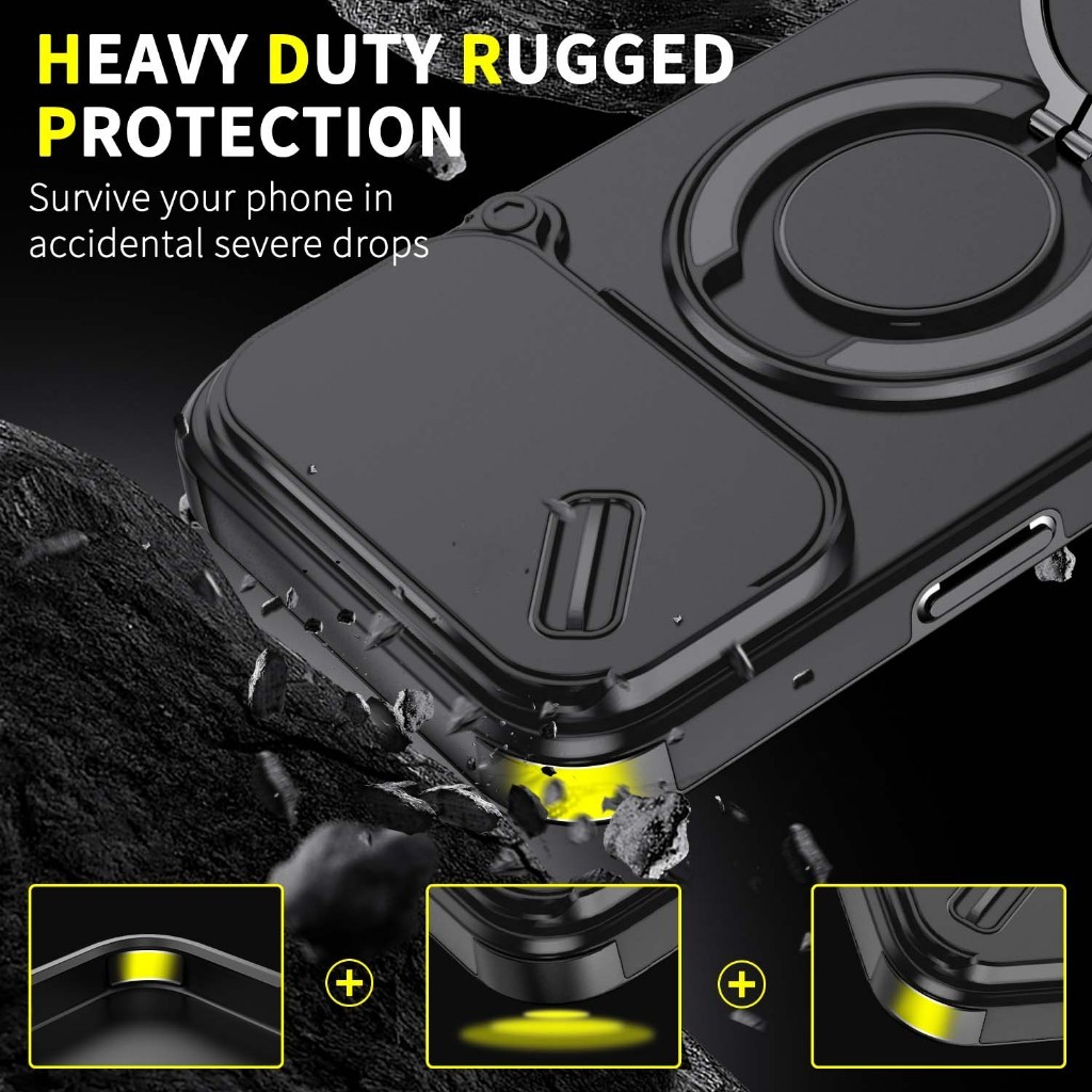 Chống sốc 360°Ốp Nhẫn Xoay Được Cho iPhone 16 Pro Max 15 Pro Max 14 13 12 11 Pro 15 Plus 17 Pro Max Có Chân Đế Len Bảo Vệ Camera Vỏ Cứng