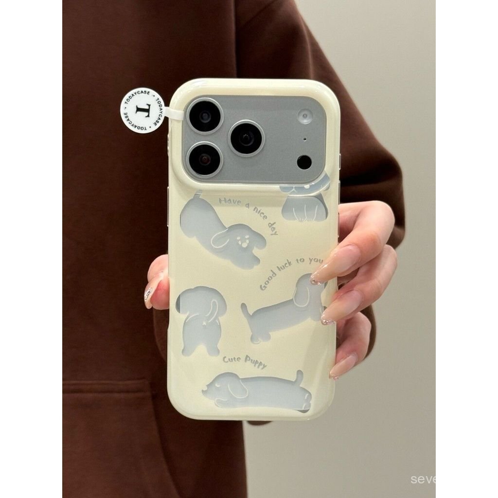 Ốp Điện Thoại Thích Hợp Cho iPhone 7 8 X XS XR XSMAX 11 12 13 14 15 16 17 Pro max Plus Air Dễ Thương Rỗng Puppy Chống Sốc Vỏ Bảo Vệ Chống Sốc Bao Gồm Tất Cả 8EQS