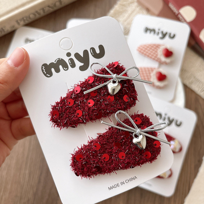 Kẹp tóc đỏ dễ thương Hàn Quốc cho bé gái