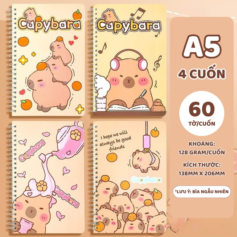 Sổ Tay ghi chép Lò Xo A5 60 Trang Hình Hoạt Hình – Vở Thiết Kế Đơn Giản Cute, Tiện Dùng Cho Ghi Chép Học Tập