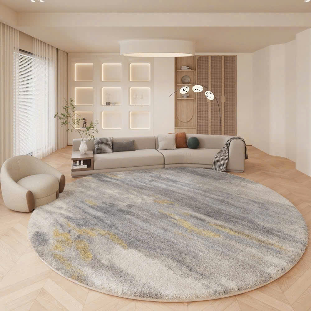 (TH77) Thảm Trải Sàn Lông Cừu Kích Thước 160x160cm MemMinCarpet Thiết Kế Hiện Đại, Sang Trọng