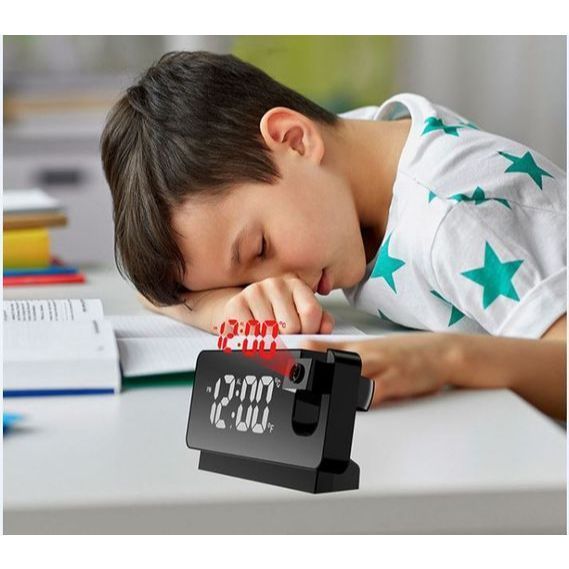 Đồng hồ điện tử để bàn tích hợp đèn LED chiếu thời gian, hiển thị nhiệt độ phòng, có chế độ báo thức