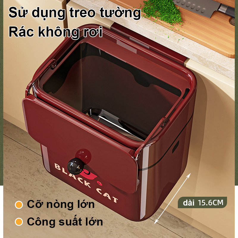 Thùng Rác Treo Bếp 9L Nắp Lật Thông Minh - Gắn Tường Tiện Lợi, Đậy Kín Chống Mùi, Dùng Cho Bếp & Nhà Vệ Sinh
