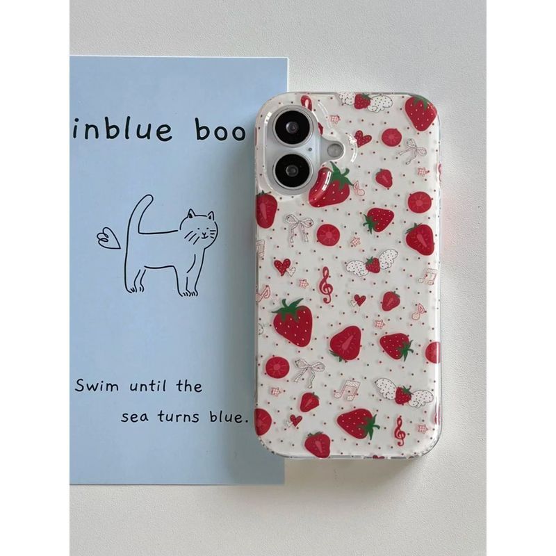 Ins Style Niche Strawberry Notes Thích hợp cho vỏ điện thoại Apple 16 iPhone17promax / 15 / 14 / 13 / 12