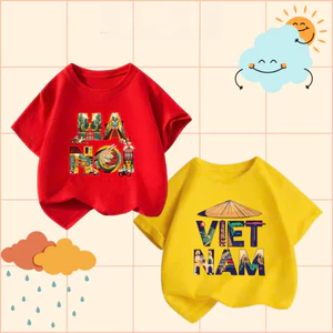 Áo thun Việt Nam, Áo cộc Việt Nam cho bé chất cotton thoải mái cho bé trai, bé gái từ 8.5-32kg