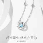 Vòng cổ thông minh bạc 925 nữ, thiết kế hình bầu dục và trái tim, phù hợp làm quà tặng ngày lễ tình nhân — ảnh 1