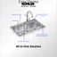 Bồn rửa chén bằng thép không gỉ KOHLER Lison Dual-Mount Self-Rimming & vòi bếp Atom với vòi xoay, K-26958