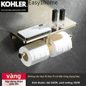 【 KOHLER 】Giá treo khăn giấy đồng thau dày đặc, giá treo giấy cuộn phòng tắm, móc đôi, máy phân phối giấy vệ sinh, hộp k