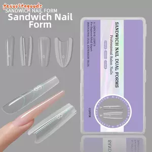 FAVORITEGOODS 240 Cái Sandwich Hình Dạng Móng Tay Kép, Khuôn Nối Dài Móng Tay Hình Hạnh Nhân Trong Suốt, Bảo Vệ Toàn Diện Hình Dạng Hình Thang Hình Dạng Ellipse Khuôn Móng Tay Có Thể Tái Sử Dụng DIY Nail Art