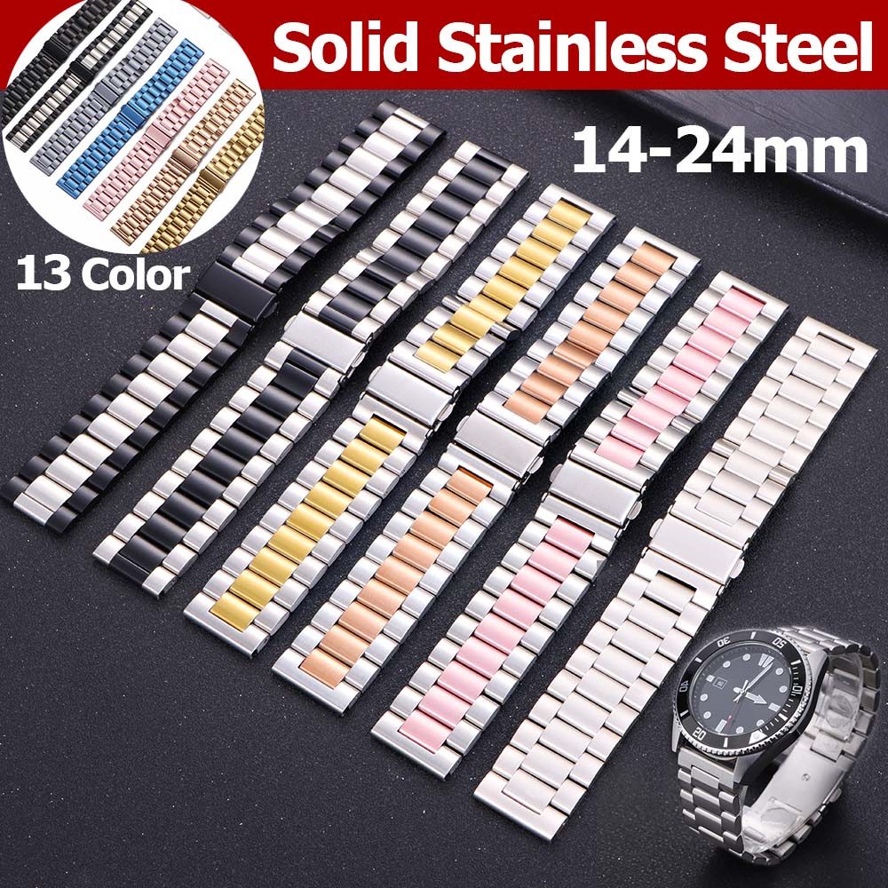 Phát Hành Nhanh Thép Không Gỉ Chắc Chắn Dây Đeo Đồng Hồ Thông Minh 20 Mm 22 Mm Đa Năng Unisex Nam Nữ Thạch Anh Cơ Đồng Hồ Vòng Tay Kim Loại
