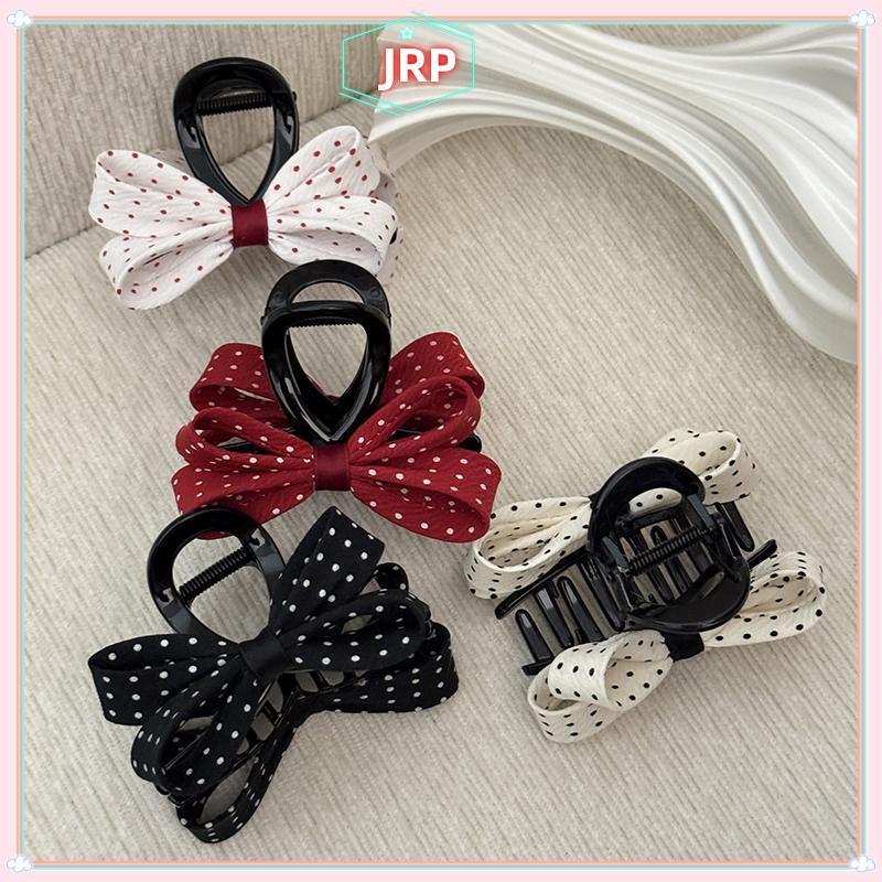 JRP Nơ Tóc Cho Nữ Chấm Bi In Hình Cá Mập Vuốt Kẹp Tính Khí Thanh Lịch An Toàn Đuôi Ngựa Giá Đỡ Để Sử Dụng Văn Phòng JRP