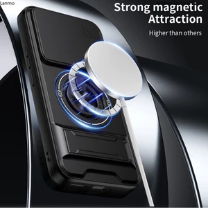 Giáp Xoay Ống Kính Trượt Funda Cho Xiaomi 15T Pro 5G Ốp Lưng Vòng Từ Tính Dành Cho Xiaomi Mi 15T Pro Ốp Lưng Chân Đế Có Thể Gập Lại Capa