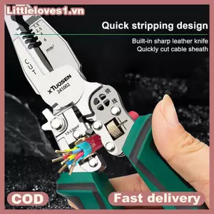Littleloves1 Dụng cụ tuốt dây 10 trong 1 có chức năng đo điện Kìm tuốt dây để cắt và kéo dây Kéo VN