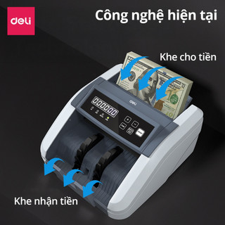 Máy Đếm Tiền Deli Máy Phát Hiện Tiền Giả Tốc độ đếm 1000 tờ/phút đếm cộng dồn chia mẻ chính xác polyme, tiền giấy