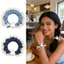 Mới 2 Chiếc Dễ Thương Thỏ Trắng Denim Ren Tóc Hoạt Hình Ngọt Ngào Thỏ Scrunchie Cho Bé Gái