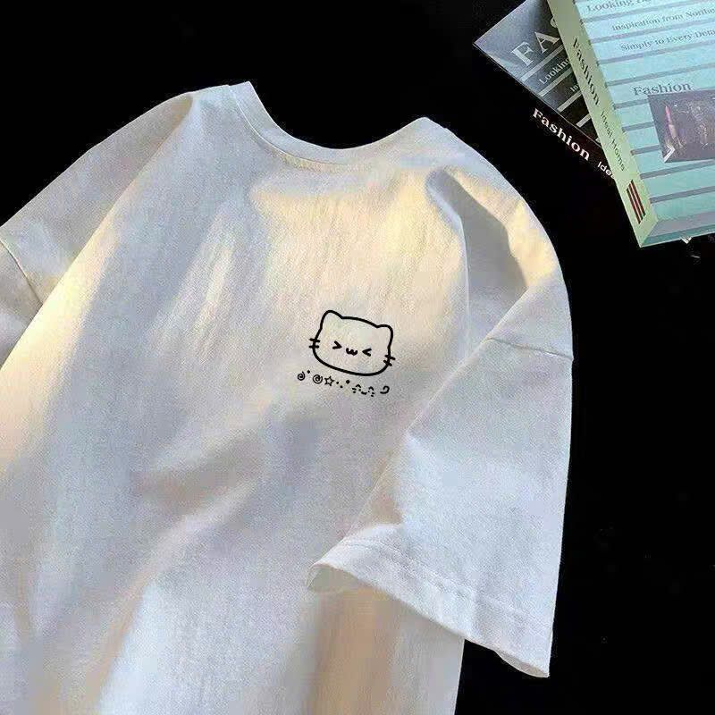Áo phông thun  in  đơn giản mà sang trọng . Chất cotton mềm mỏng và mát -  hình mèo in ngự c -chang3158