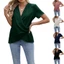 PCF * Áo sơ mi ngắn tay cổ chữ V có gân đan ruched bất đối xứng được trang bị thanh lịch