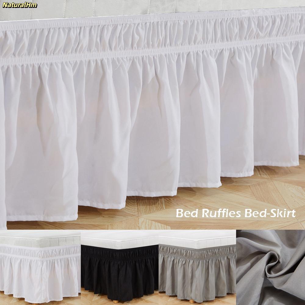 [Vận chuyển nhanh] Ruffles giường NATURALHM, Trang trí bên giường Váy ngủ bằng vải Polyester, Váy bên giường màu trơn co giãn thoải mái có thể tháo rời tại nhà