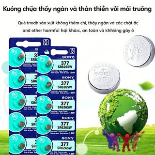 10-50 Chiếc Sony 377 SR626SW SR626 377A AG4 LR66 1.55V Pin Oxit Bạc Cho Đồng Hồ Chìa Khóa Ô Tô SẢN XUẤT TẠI NHẬT BẢN Nút