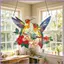 Suncatcher để treo cửa sổ 2D Acrylic đầy màu sắc với dây chuyền kim loại Hoa cửa sổ chim Suncatcher Trang trí cho mueadsyvn