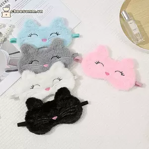 Cheenm 1Pc Hoạt Hình Dễ Thương Mèo Sang Trọng Ngủ Mắt Mặt nạ Ngủ Thoải Mái Hỗ Trợ Giấc Ngủ Trave Nhà Bóng Đèn Che Mắt VN