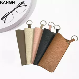 Túi đựng kính râm KANGN, Túi đựng kính râm bền bằng da PU, Quà tặng sáng tạo Di động có móc khóa Màu trơn SunGlasses Giá đỡ kính mắt Phụ kiện