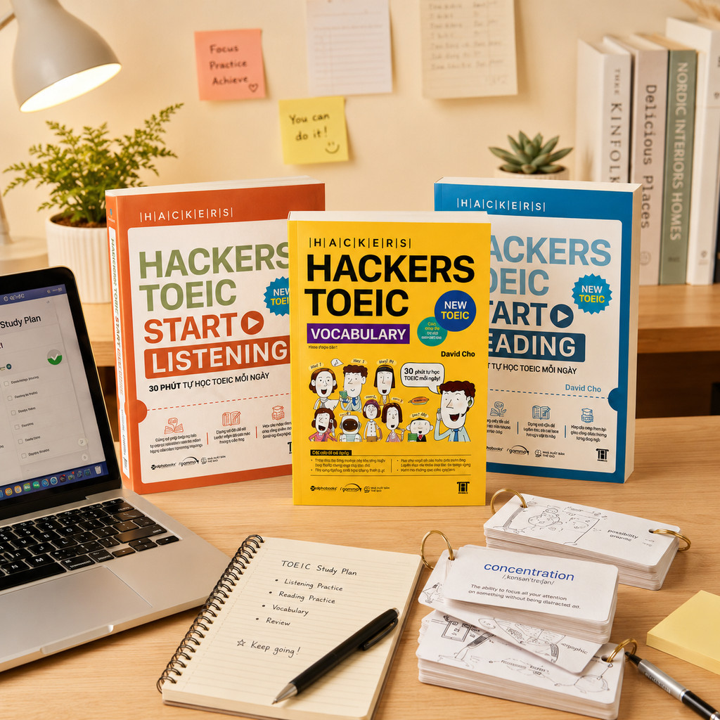 Sách – Combo Hackers TOEIC Vocabulary + Reading + Listening – Học TOEIC Bài Bản, Có Lời Giải (gamma)