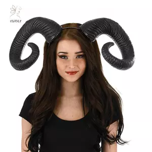 HNKMP 1 Ác Quỷ Gothic Gothic Gothic Gothic Gothic Halloween Mũ Chống Đỡ Handmade Anime Cừu Sừng Băng Đô Phụ Kiện.