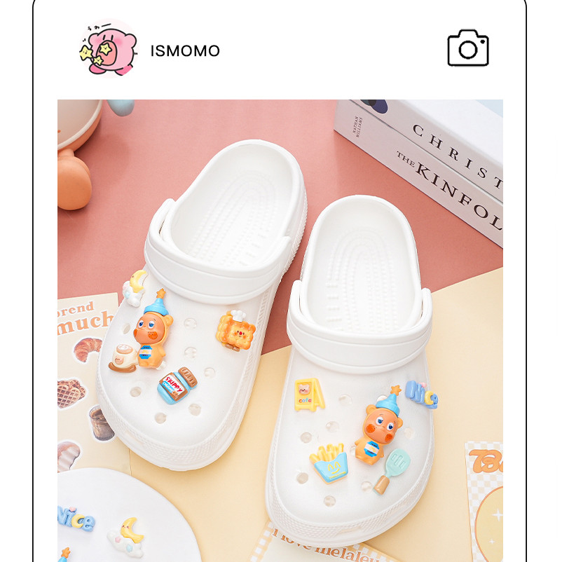 Phụ kiện giày lỗ Pop Mart Bơ đậu phộng Starman Khóa giày Thích hợp cho Crocs Khóa giày giác quan cao cấp có thể tháo rời Khóa giày lỗ Khóa giày Busch Khóa giày Zhibixing ins Hoa giày