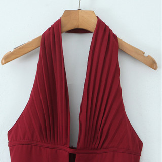 Cao Cấp Niche Pháp Retro Pure Desire Cổ Chữ V Sâu Rỗng Sang Trọng Slim-fit Ôm Hơn Nhìn Dây Cổ Váy Ngắn Nữ