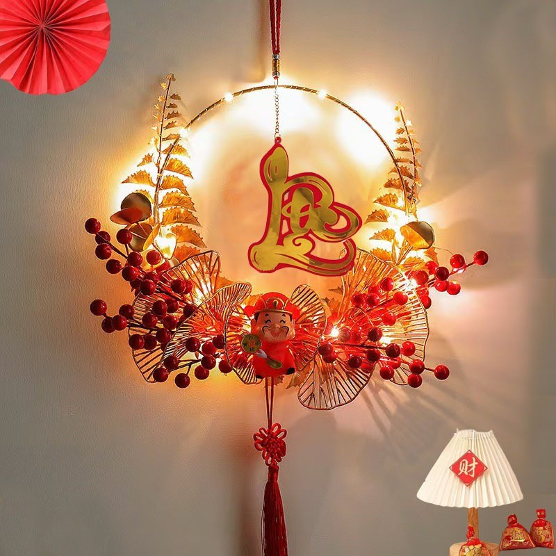 [Tặng đèn] Liễn treo CHỮ TẾT, PHÚC, LỘC, THỌ có đèn phát sáng treo cửa Tết trang trí nhà cửa đón Năm mới
