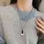 Vòng cổ hai lớp với mặt vuông, màu vàng cổ điển - Trang sức thời trang dành cho nữ